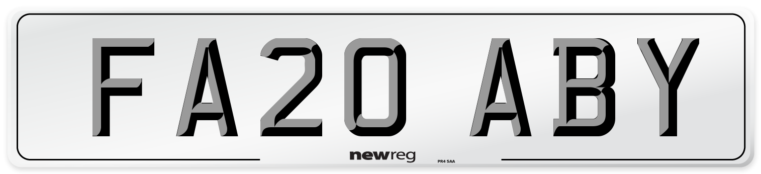 FA20 ABY Number Plate from New Reg